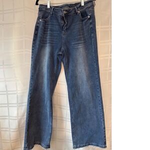 Lookbook Store Jeans Women Blue Wide Leg High Waisted Denim Pants XL LC787378
